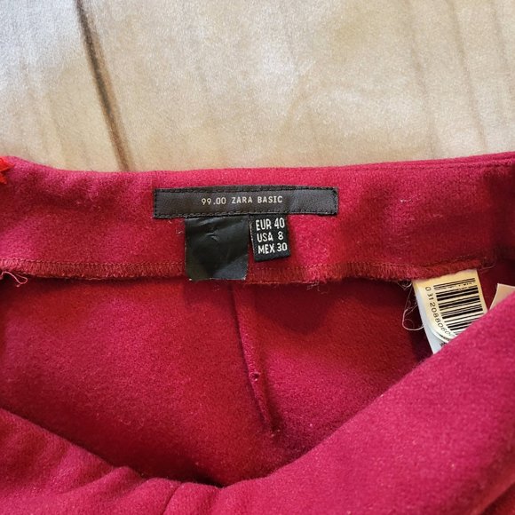Zara Basic Women’s Midi A-Line Pencil Skirt Antique Ruby Sz 8 - Picture 5 of 8